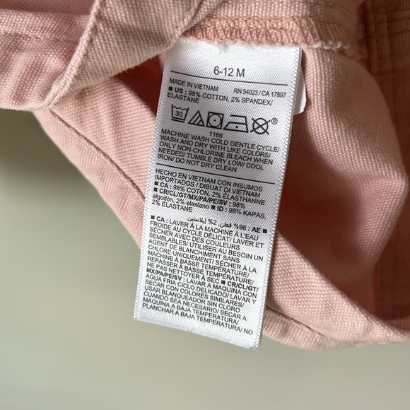 Old Navy utility jumpsuit short sleeve canvas pink 6-12 months - Picture 5 of 5